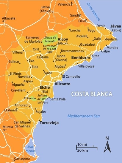 Map Costa Blanca 